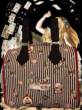Striped Black & White Gothic Alice In Wonderland  Bag